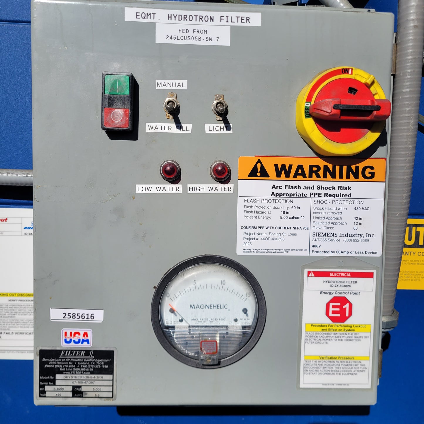 FILTER-1 HYDROTRON DOWNDRAFT TABLE - DHYD1REV1-30-5-4-3RH