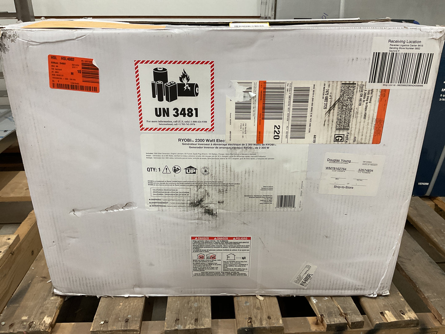 RYOBI 2300W GENERATOR ELECTRIC START - NEW