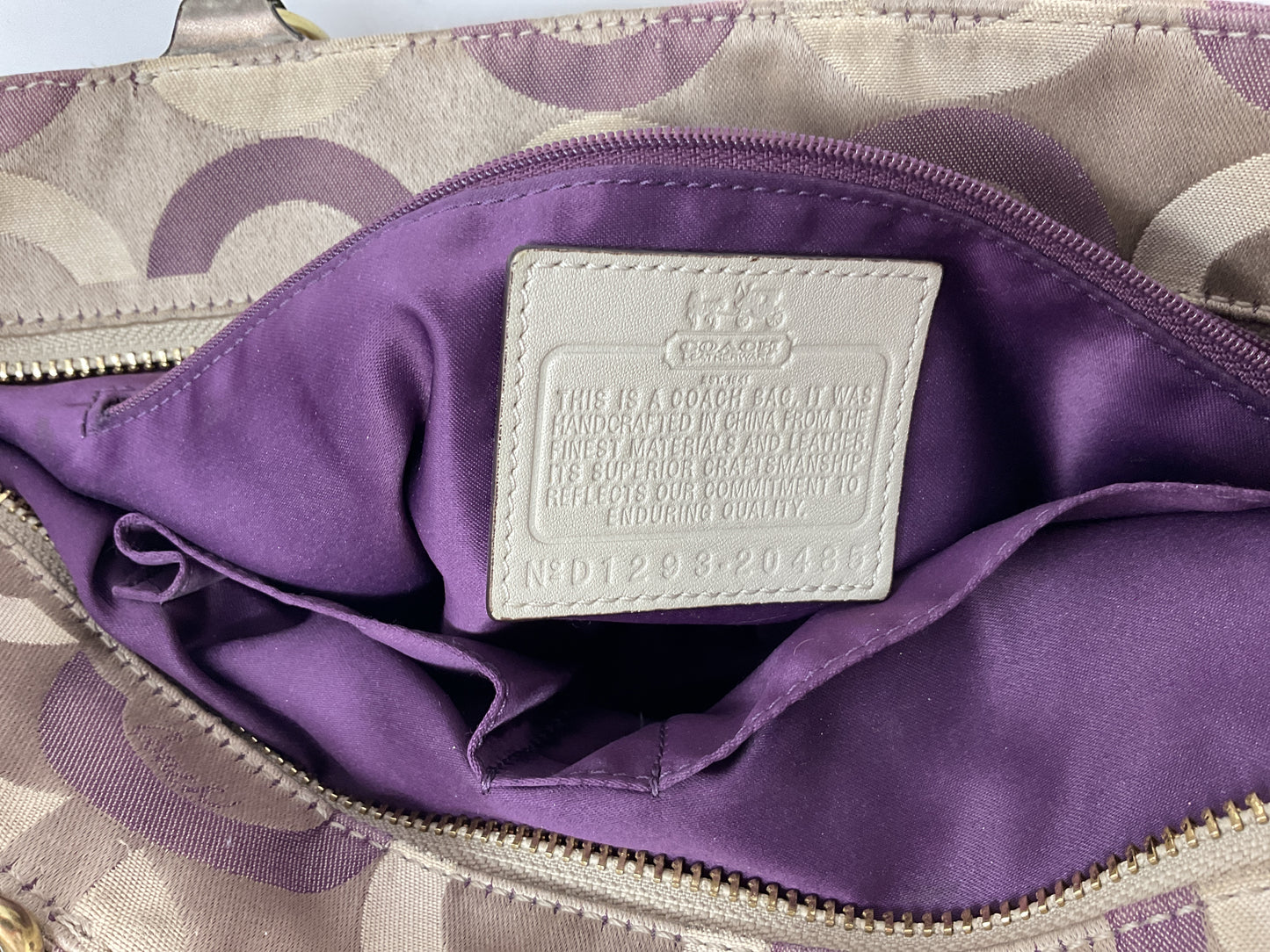 COACH PURSE SHOULDER BAG PURPLE TAN - NEW