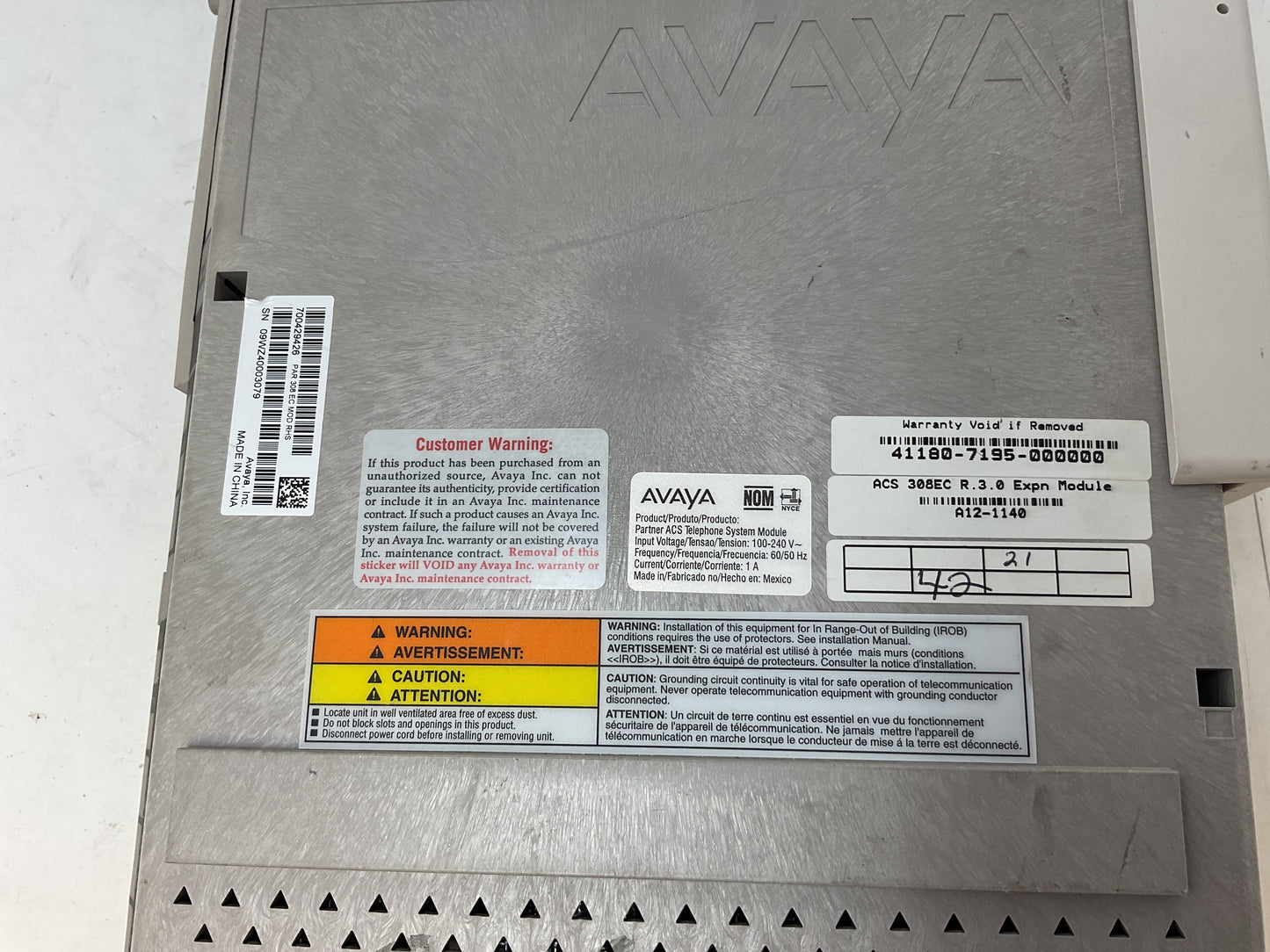 AVAYA ACS BUSINESS PHONE EXPANSION MODULE 308EC R3.0 -PREOWNED
