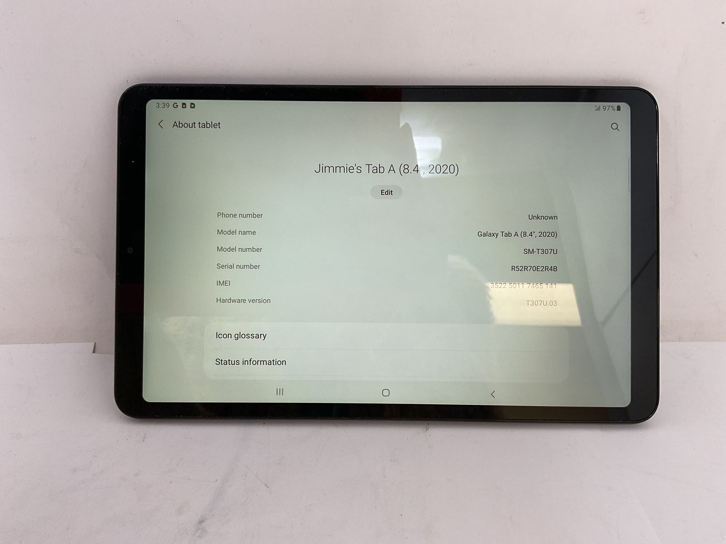SAMSUNG GALAXY TAB A SM-T307U PURPLE-GREY - PREOWNED