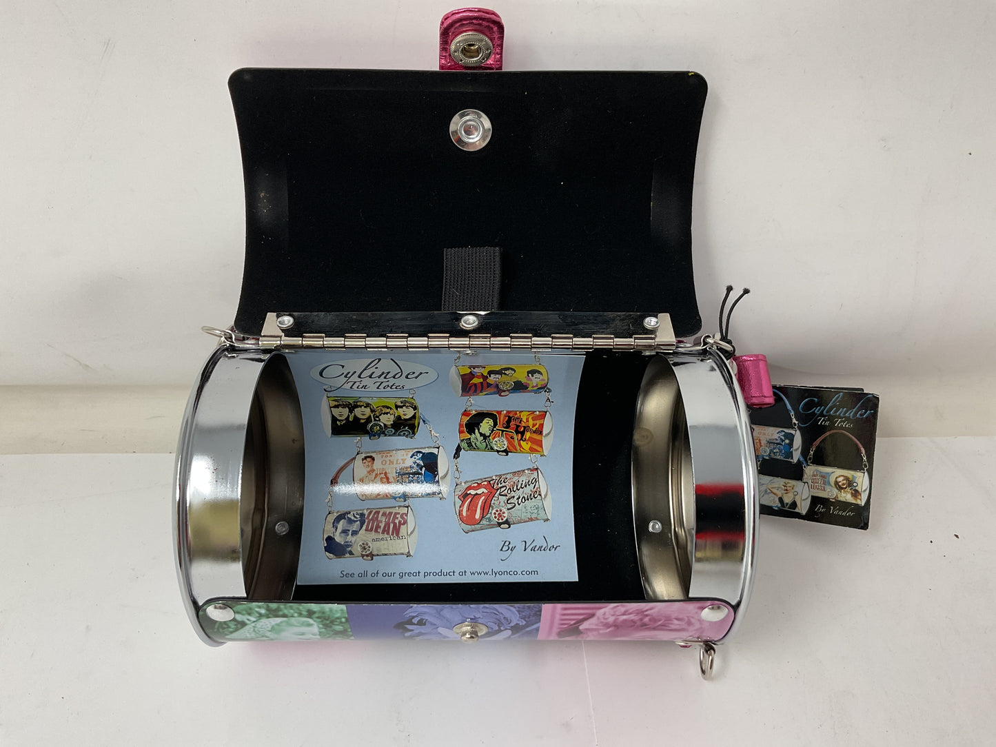 VANDOR I LOVE LUCY CYLINDER TIN TOTE W/TAG - PREOWNED