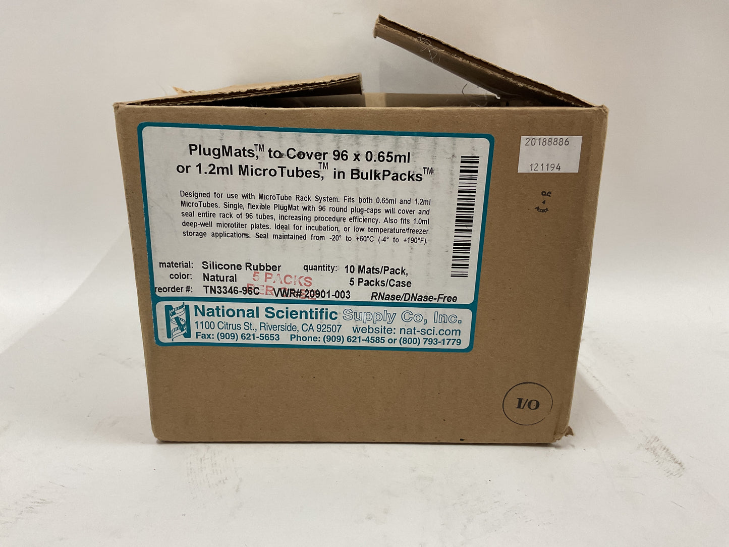 NATIONAL SCIENTIFIC PLUG MATS COVER 1.2L MICROTUBES 20901-003 -NEW