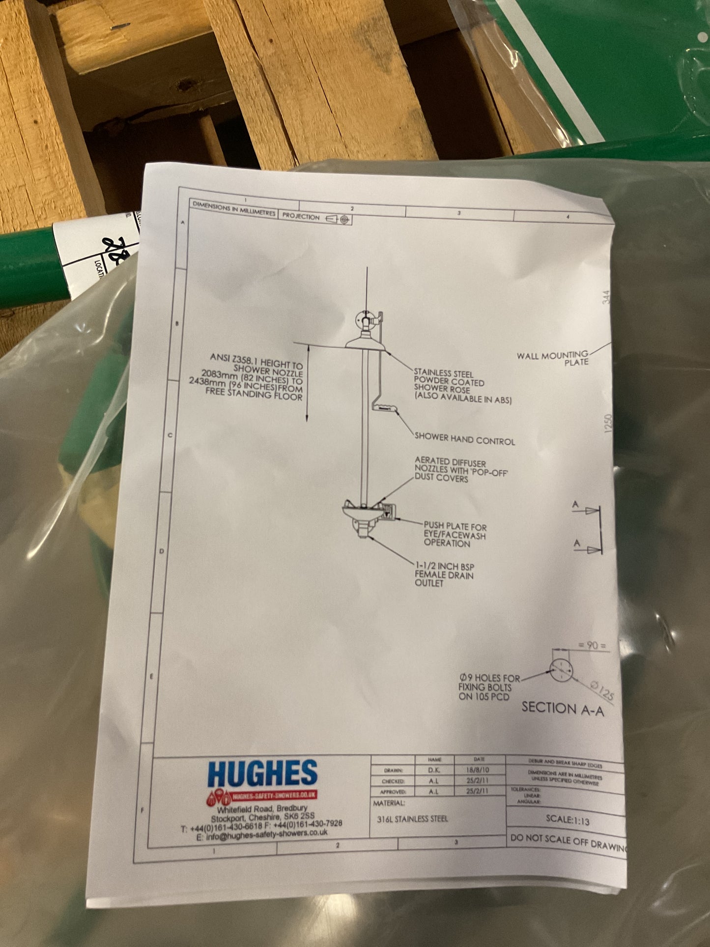 HUGHES SAFETY SHOWER W/ EYEWASH STATION - NEW