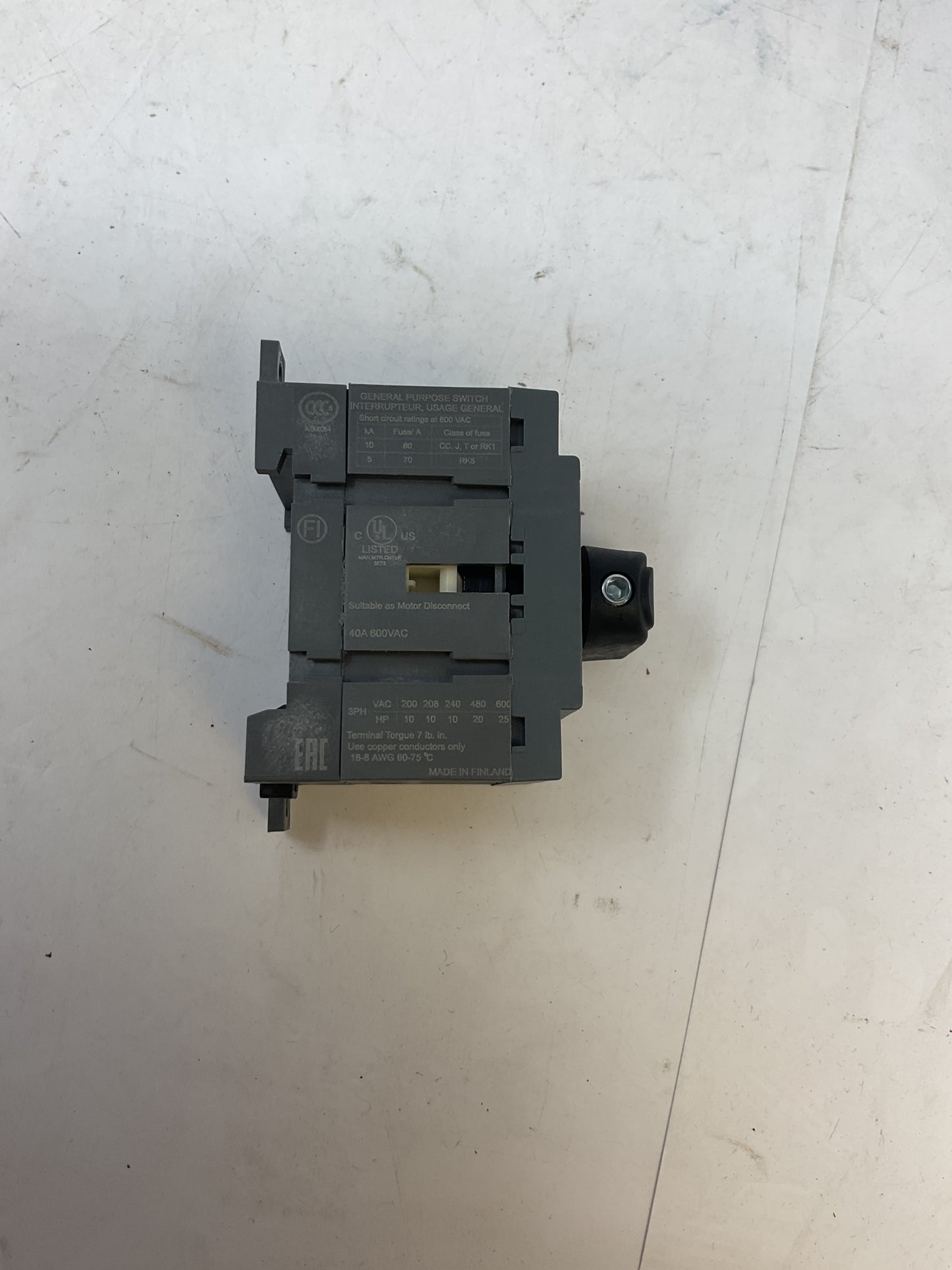 ABB OT40F3 SWITCH DISCONNECTOR - PREOWNED