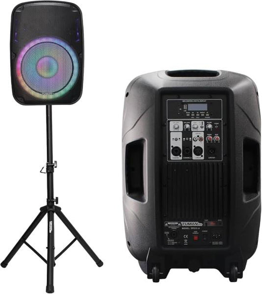 TUMAN Pro TPS15-A Active 1,000 Watt P.M.P.O 15" Professional Audio Speaker