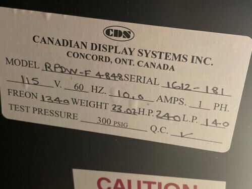 CANADIAN DISPLAY SYSTEMS CDS COMMERCIAL DISPLAY REFRIGERATOR RPDW-F 4848 - NEW