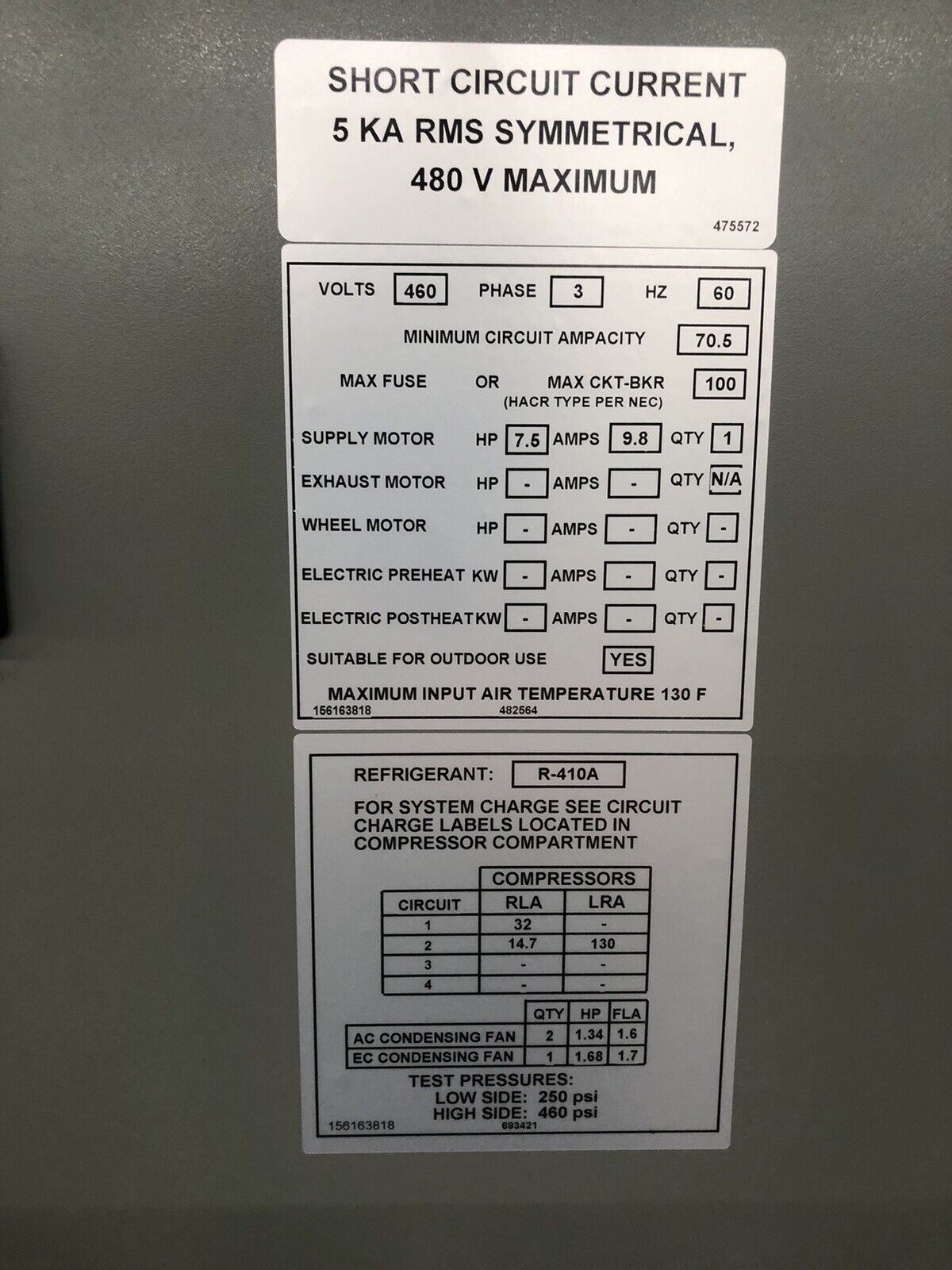 GREENHECK MODEL RV-45-251-N-F1 DEDICATED OUTDOOR AIR CONDITIONING UNIT - NEW