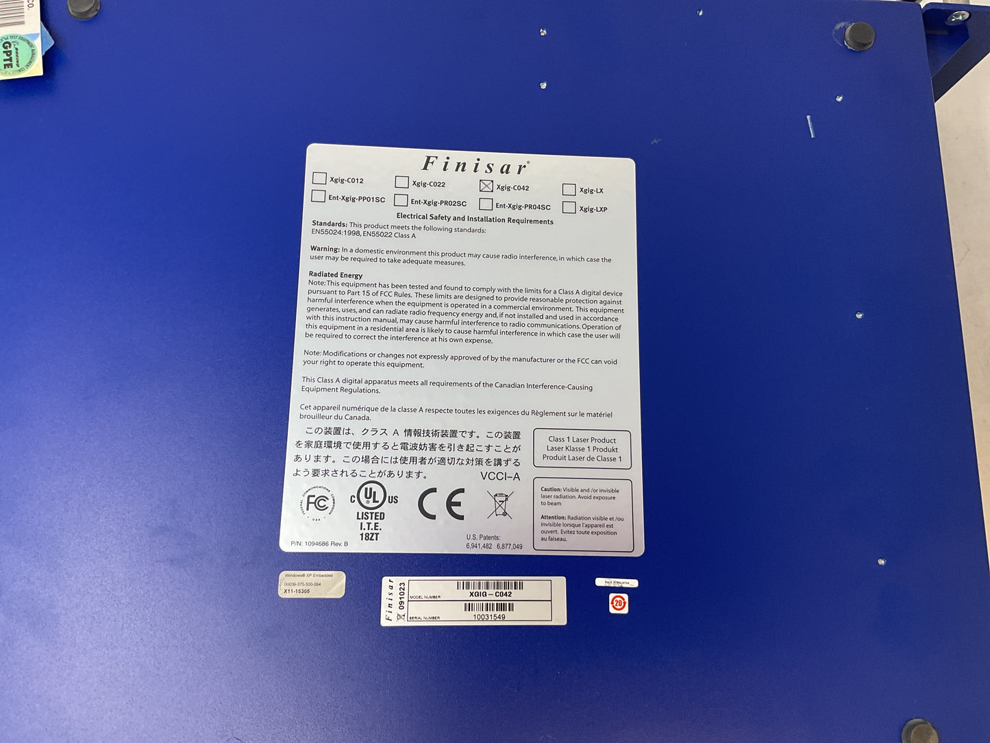 FINISAR XGIG-C042 4-SLOT CHASSIS PROTOCOL ANALYSIS DEVICE - PREOWNED