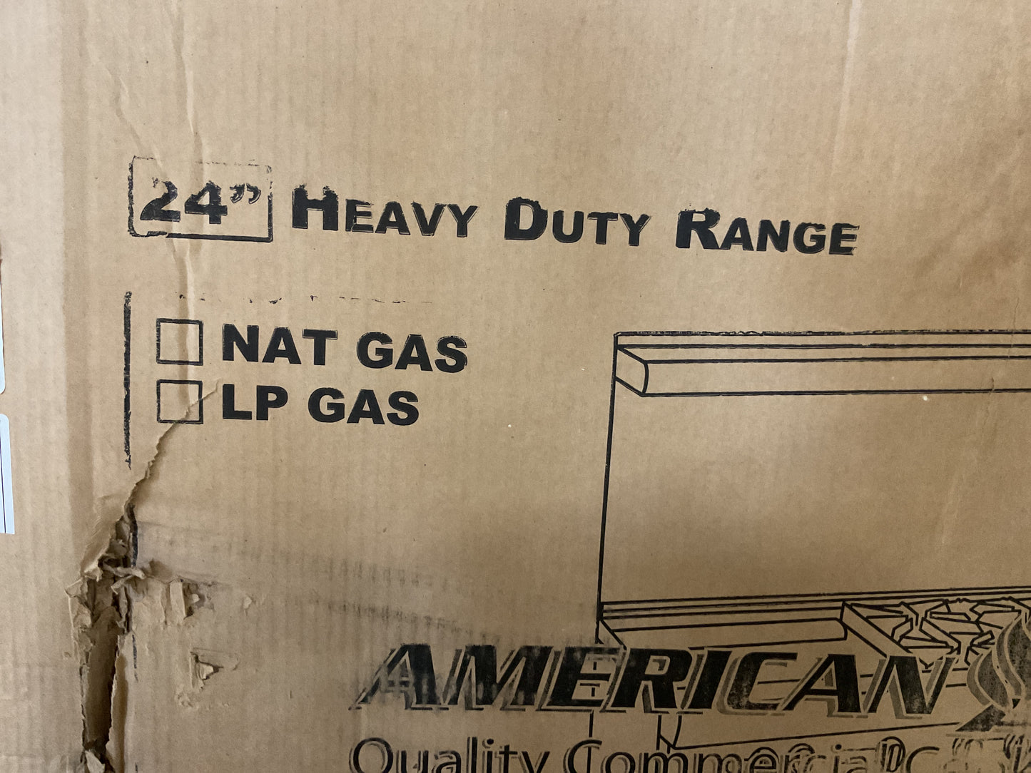 AMERICAN RANGE 24” HEAVY DUTY RANGE 4 BURNER AR-4-NV NAT GAS -NEW