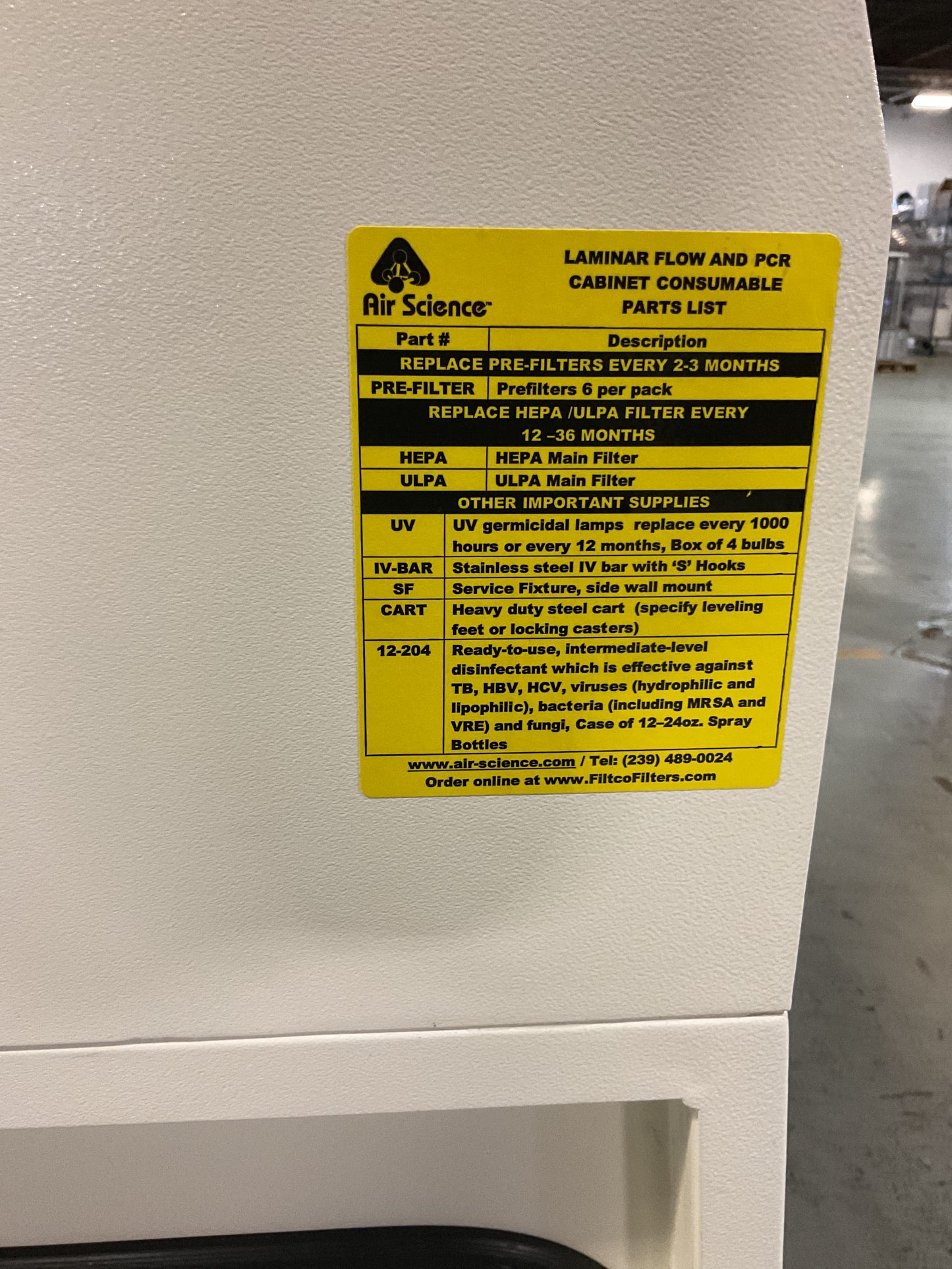 AIR SCIENCE LF SERIES LAMINAR FLOW HOOD HLF-48 #1 -PREOWNED