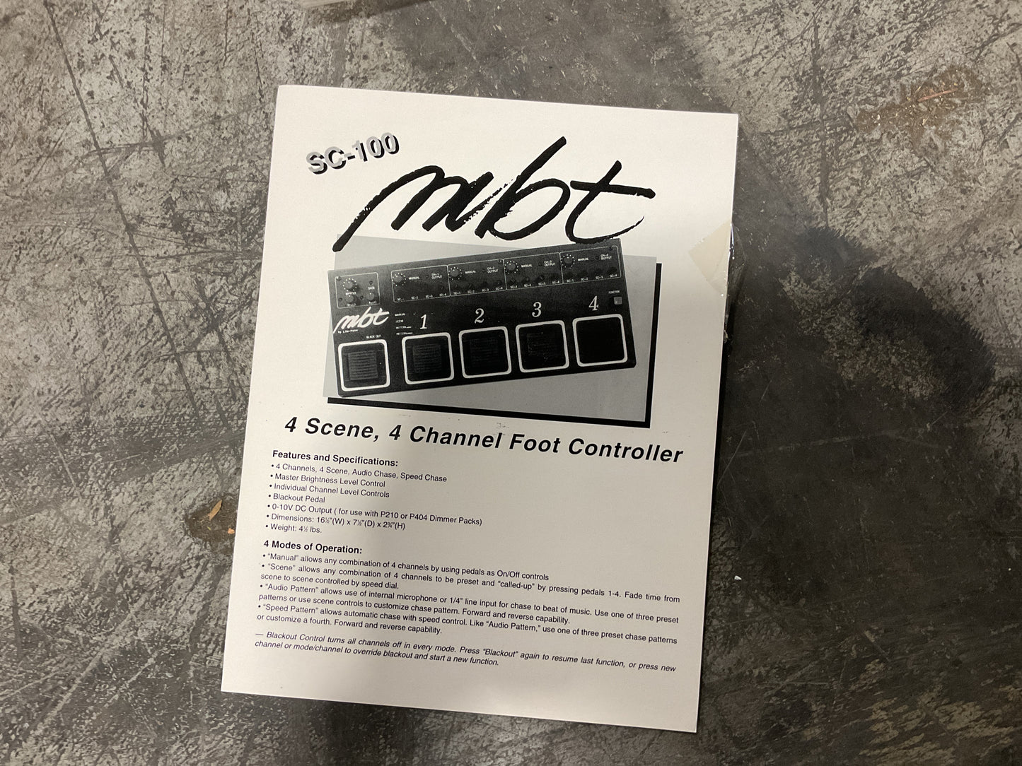 MBT FOOT CONTROLLER 4 CHANNEL SC-100 - PREOWNED