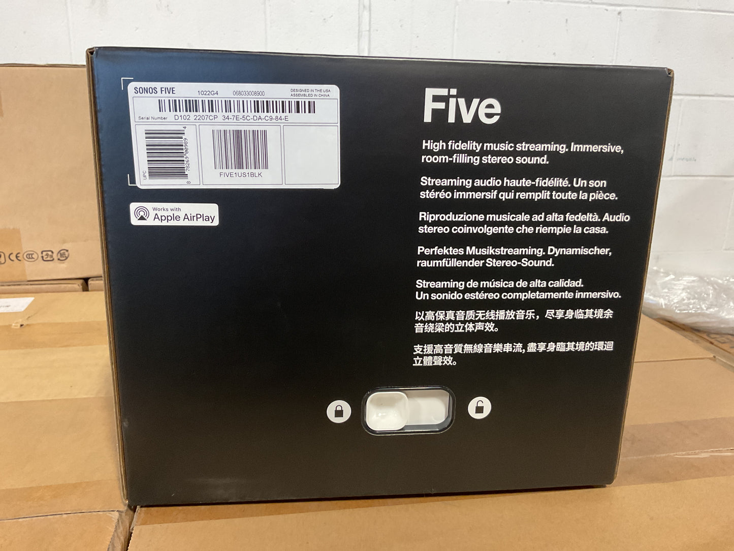SONOS FIVE HIGH FIDELITY SPEAKER SYSTEM FIVE1US1BLK - NEW