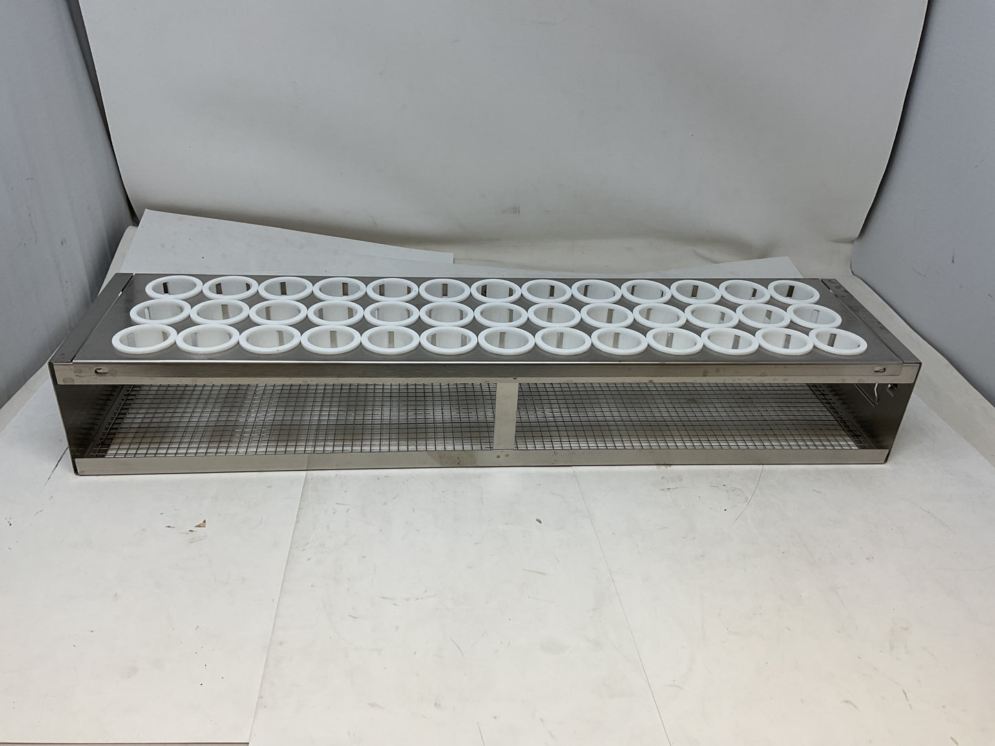 STAINLESS STEEL FREEZER RACKS FOR LABORATORY CRYOSTORAGE 22x3.5x5 -PREOWNED