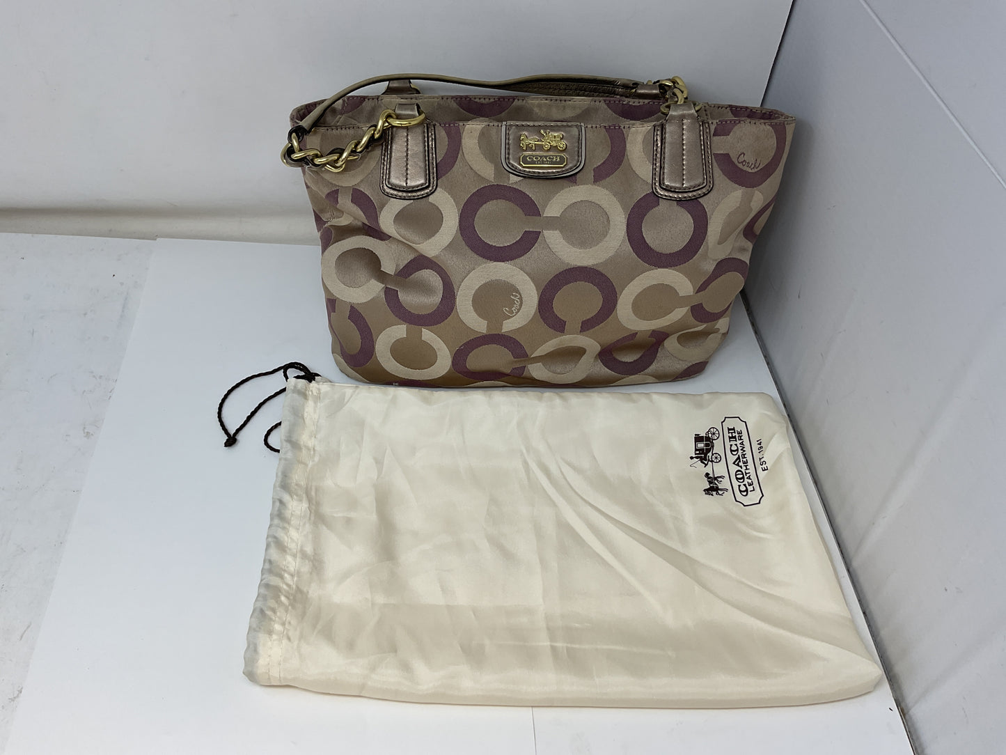 COACH PURSE SHOULDER BAG PURPLE TAN - NEW