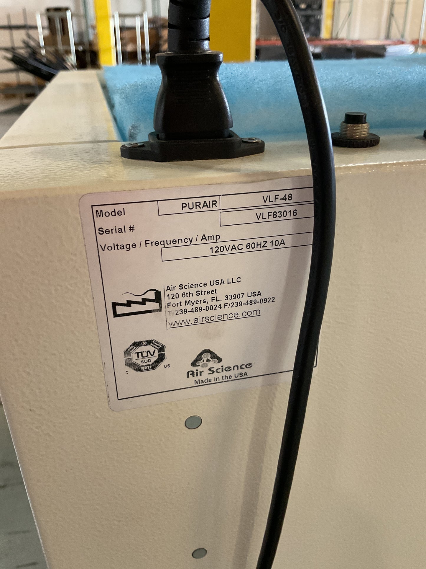 AIR SCIENCE LF SERIES LAMINAR FLOW HOOD VLF-48 #10 -PREOWNED