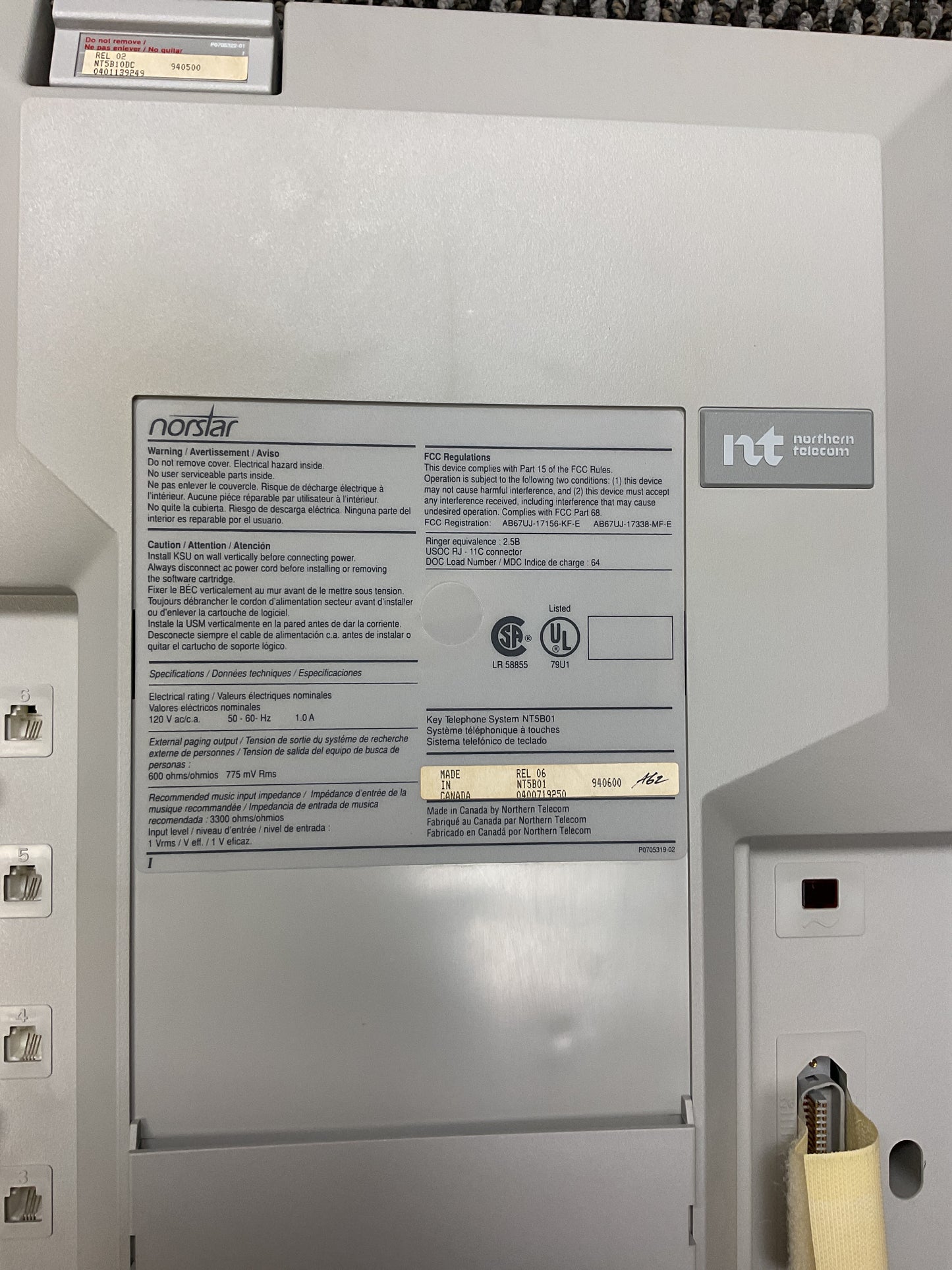 NORTHERN TELECOM MERIDIAN PHONE SYSTEM NT5B01 - PREOWNED