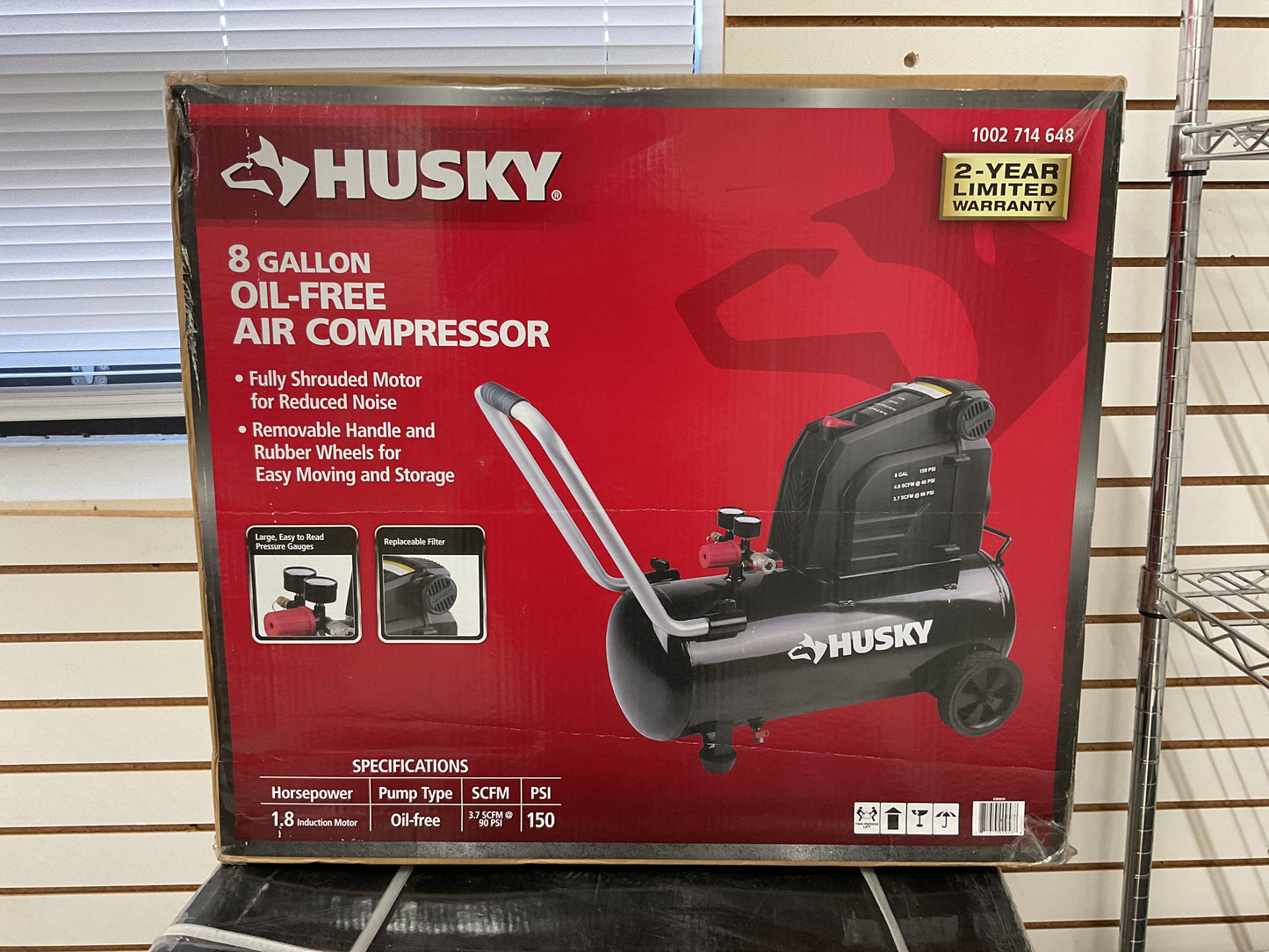 HUSKY PORTABLE 8GAL OIL FREE AIR COMPRESSOR -NEW