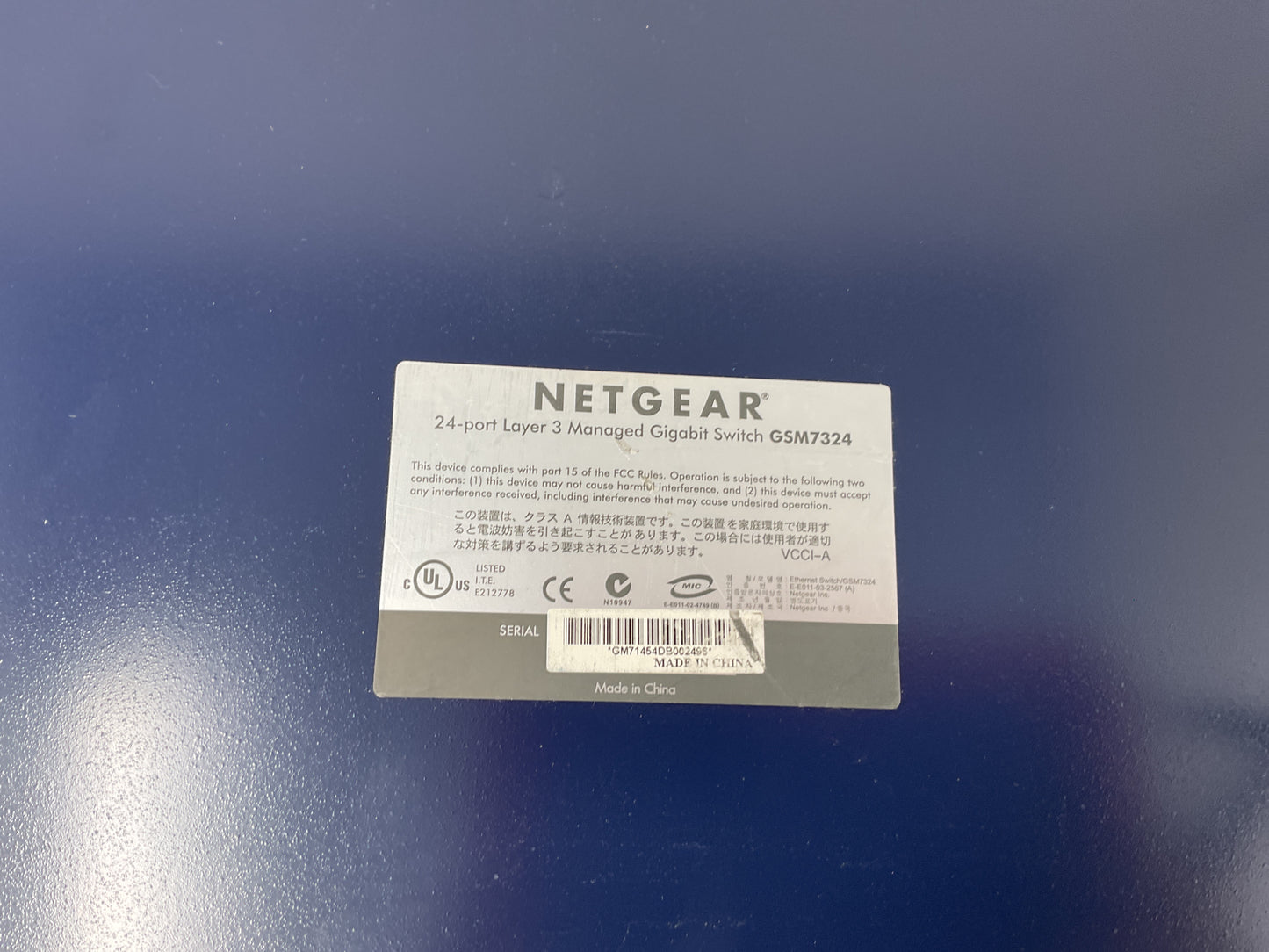 NETGEAR 24-PORT L3 MANAGED GIGABIT SWITCH GSM7324 - PREOWNED