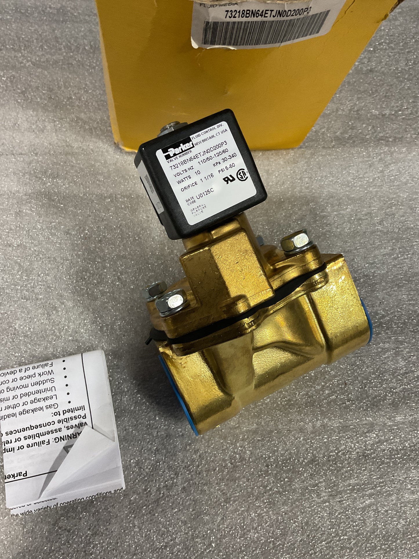 PARKER FLUID CONTROL VALVE 73218BN64ETJN0D200P3 - NOS