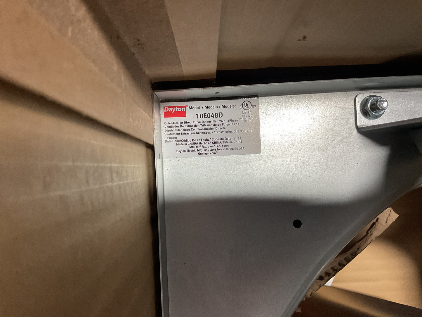 DAYTON 24” DIRECT DRIVE EXHAUST FAN 3PH 10E048D -NEW