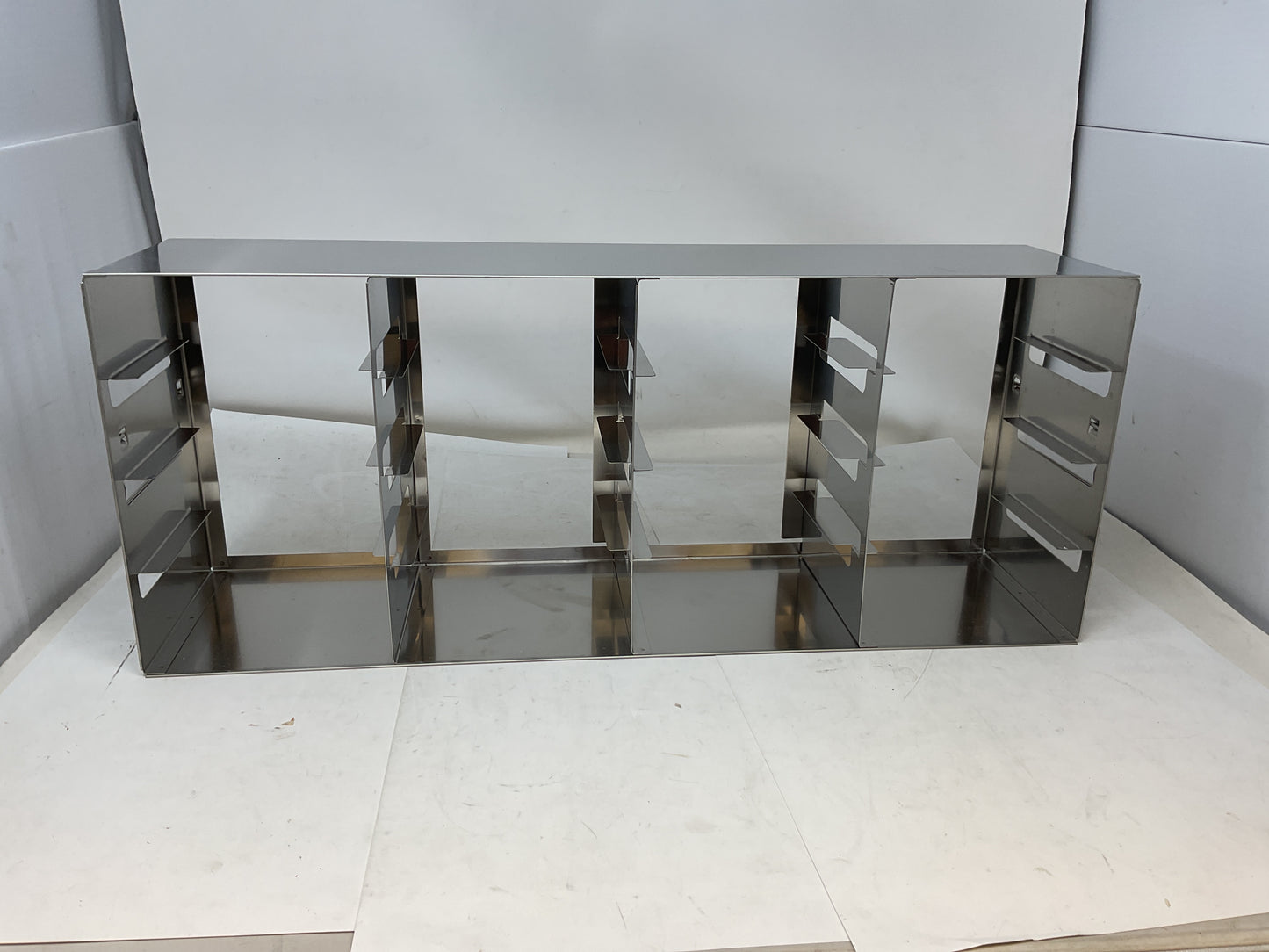 STAINLESS STEEL FREEZER RACKS FOR LABORATORY CRYOSTORAGE 22x9x5.5 -PREOWNED