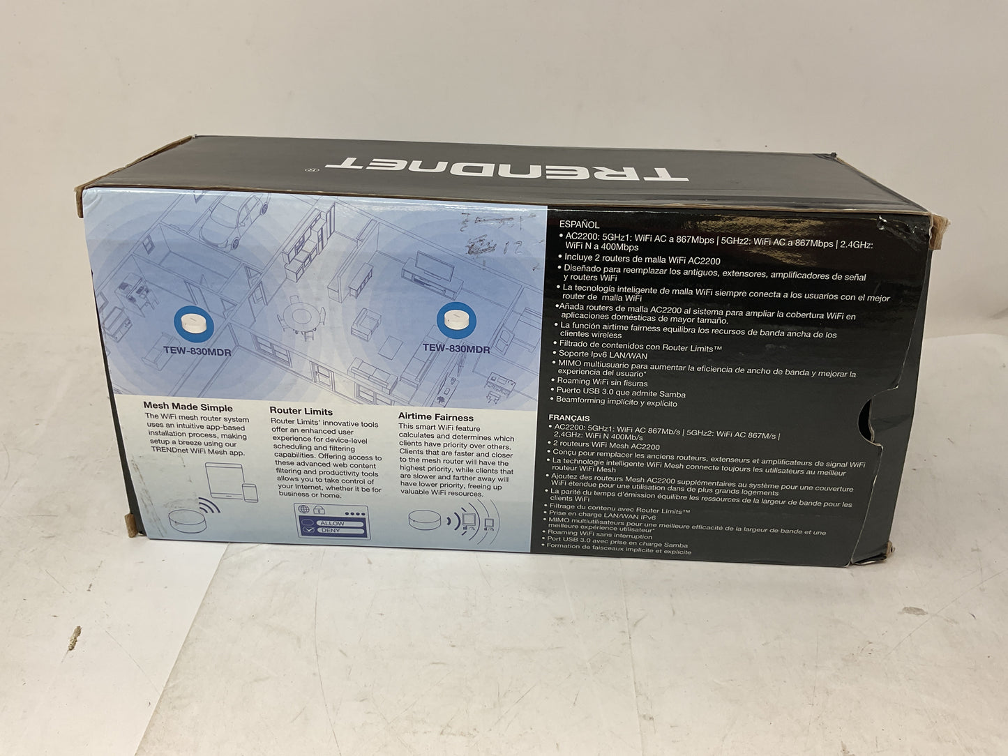 TRENDNET AC2200 WIFI MESH ROUTER SYSTEM TEW-830MDR2K - NOS