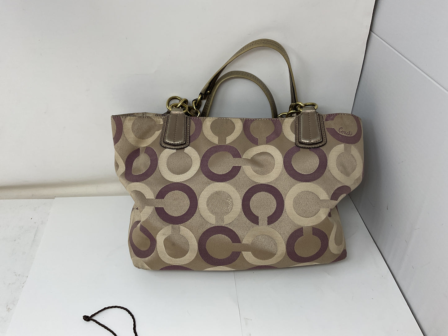 COACH PURSE SHOULDER BAG PURPLE TAN - NEW