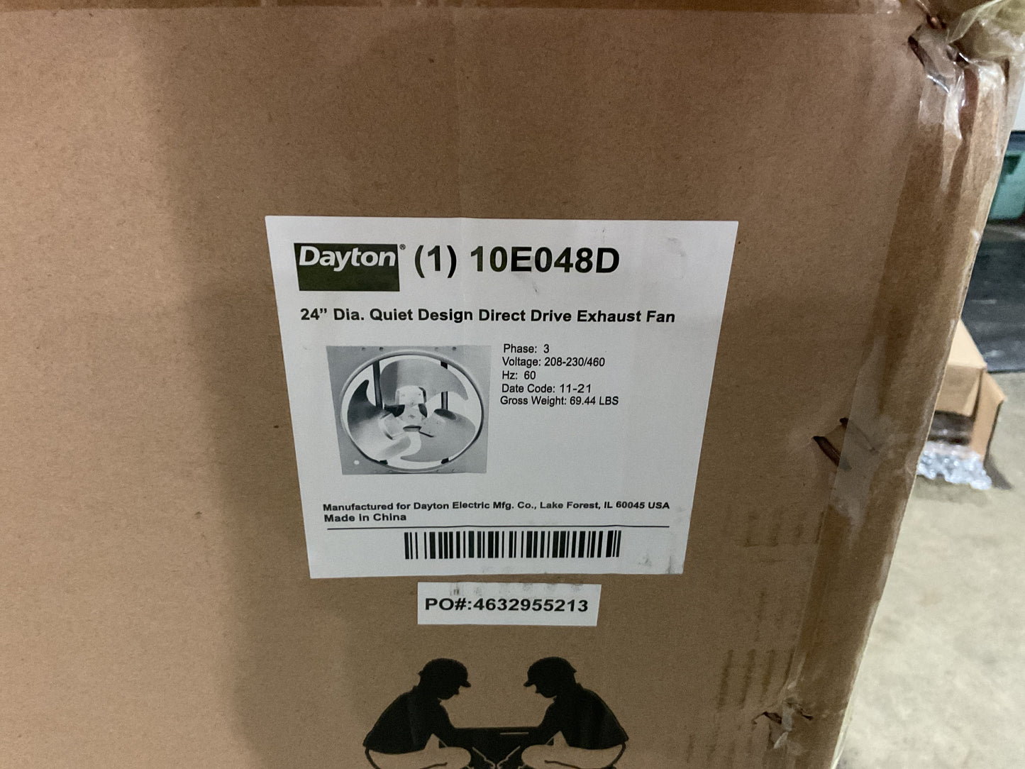 DAYTON 24” DIRECT DRIVE EXHAUST FAN 3PH 10E048D -NEW
