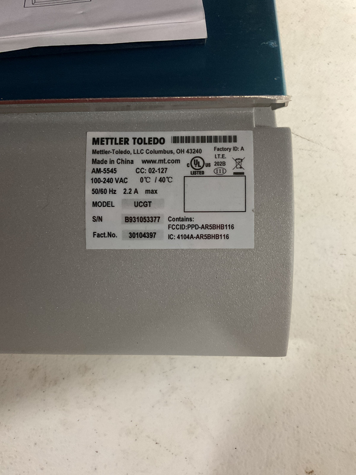 METTLER TOLEDO COMPACT SCALE UC-GT - NEW