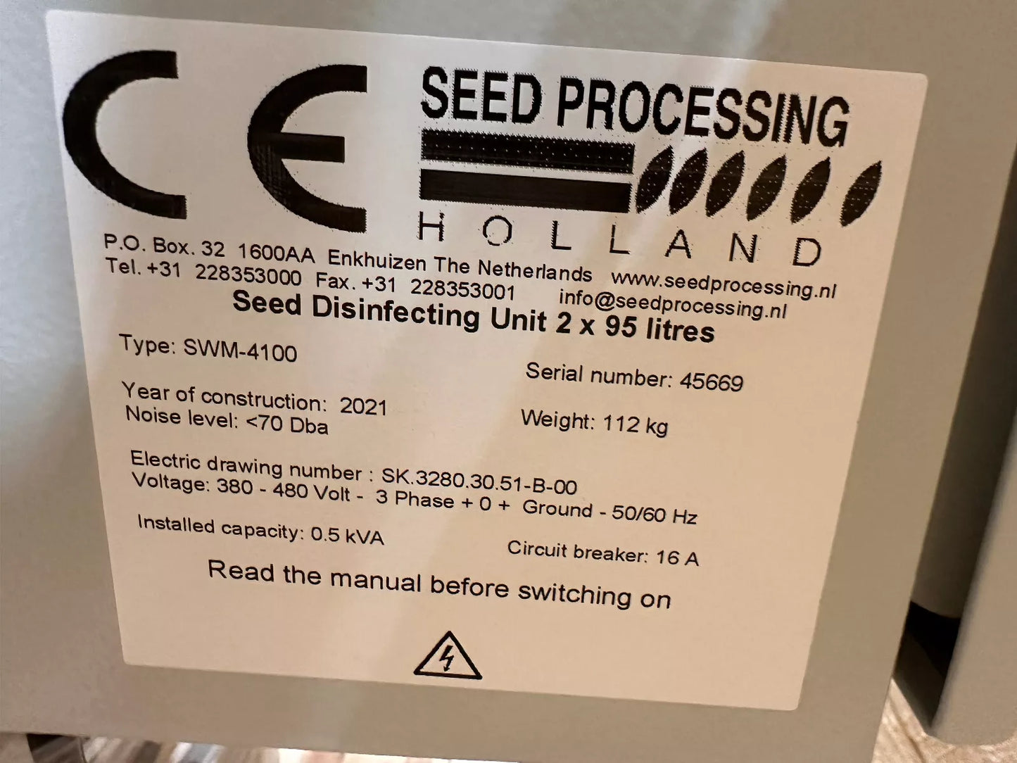 HOLLAND SEED DISINFECTION UNIT SWM-4100 - NOS