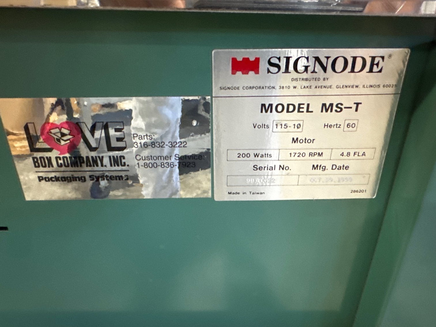 SIGNODE SEMI-AUTOMATIC POWER STRAPPING MACHINE MS-T - PREOWNED